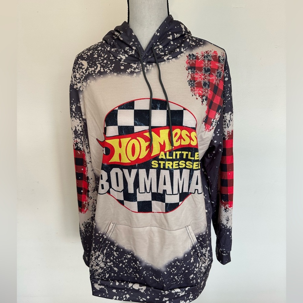 Hot Mess Boy Mama Lightweight Hoodie Size Large
